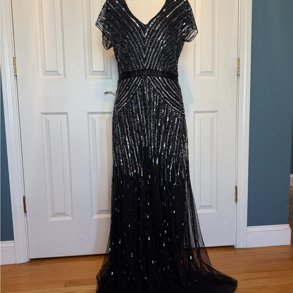 Elegant Black Sequin Evening Gown